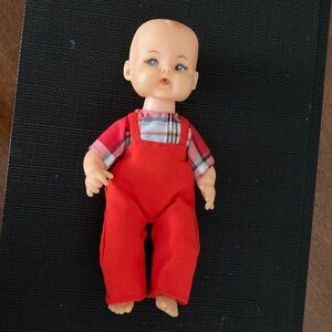 Adorable Red Overalls Doll